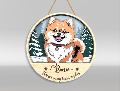 Dog Memorial Scenic Door Sign SVG Custom Pet Landscape Tribute Laser Cut File for xTool