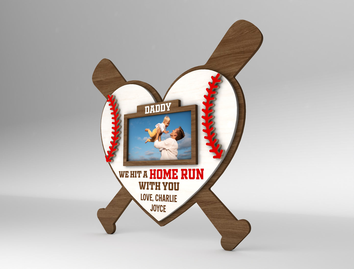 Baseball Dad Photo Frame Sign SVG Laser Cut File for Glowforge and xTool
