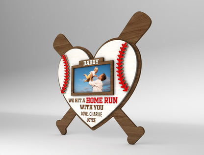 Baseball Dad Photo Frame Sign SVG Laser Cut File for Glowforge and xTool
