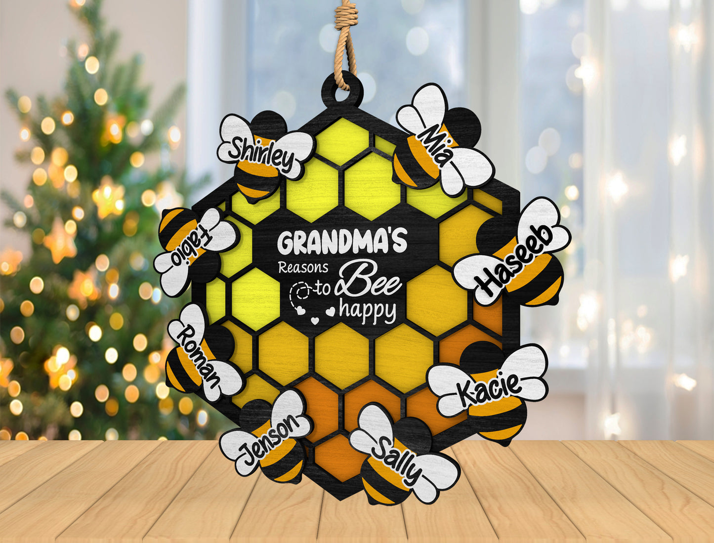 Personalized Grandma Bee Ornament SVG for Glowforge and xTool