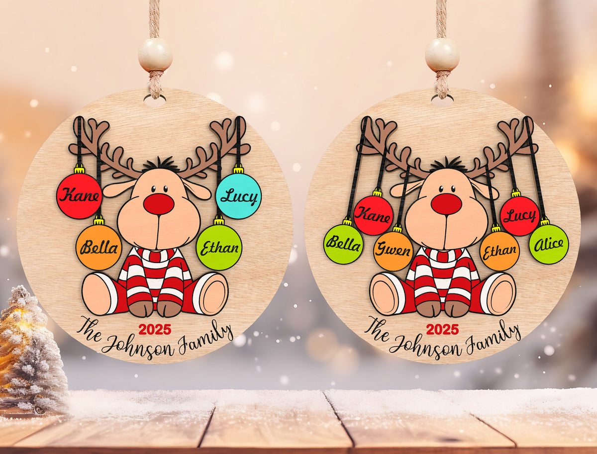 Personalized Family Name Reindeer Christmas Ornament SVG 3