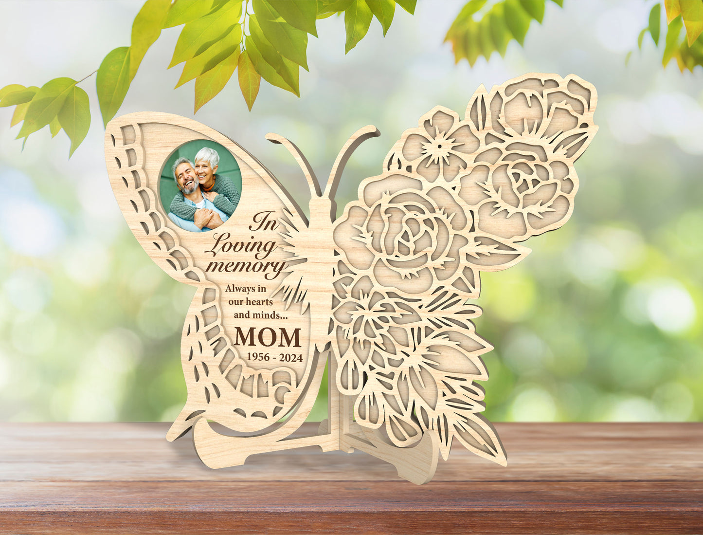 Butterfly Memorial Tabletop SVG Photo Mom for Glowforge and xTool