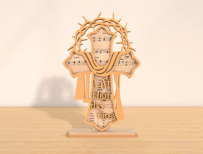 Christian Cross Hymn Laser Cut File Bundle | Faith Song Scripture Decor | Layered Wooden Cross Art | Glowforge, xTool, LightBurn, etc.