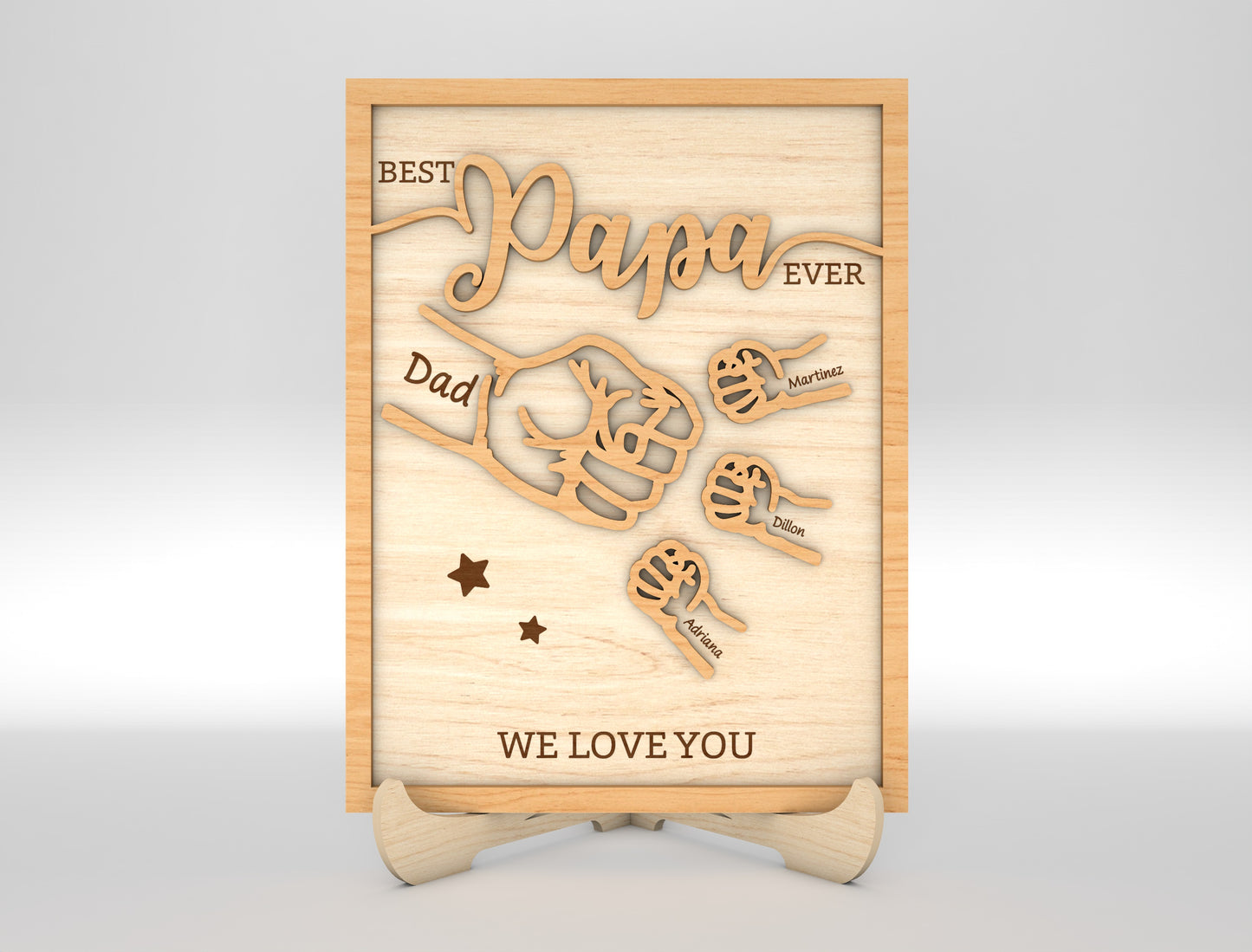 Personalized Dad Hands Multilayer SVG for Glowforge and xTool