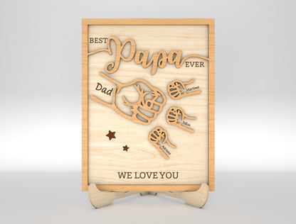 Personalized Dad Hands Multilayer SVG for Glowforge and xTool