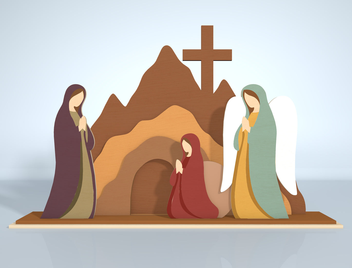 He Is Risen Easter Resurrection Scene Digital Download | 3D Layered Tomb Laser Cut File | Glowforge, xTool, LightBurn, etc.
