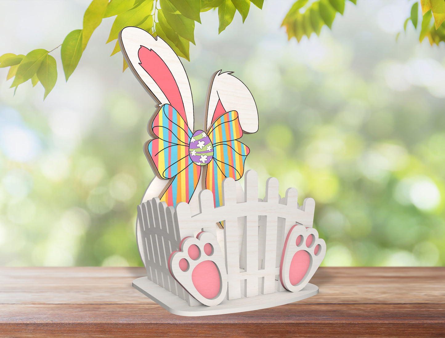 Easter Bunny Basket Holder SVG Bunny Egg Wooden for Glowforge and xTool