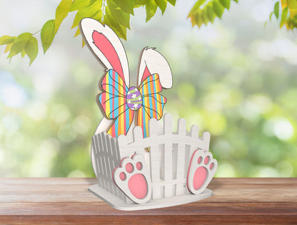 Easter Bunny Basket Holder SVG Bunny Egg Wooden for Glowforge and xTool