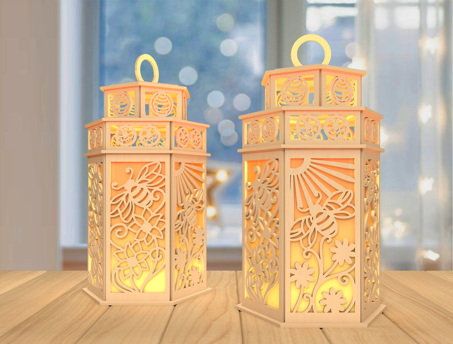 DIY Bee Lantern SVG Laser Cut File for Glowforge and xTool