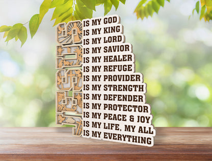 Multilayer Christian Quote Jesus Is My God SVG for Glowforge and xTool