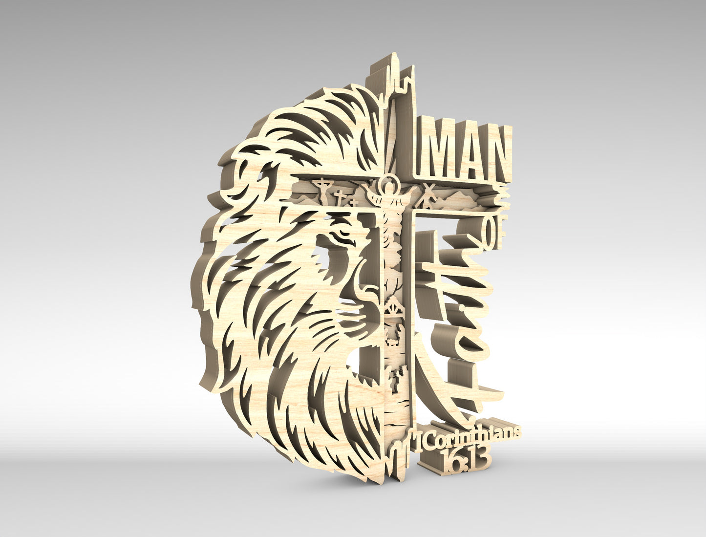 "Man of God" Christian Lion Cross Multilayer SVG for Glowforge and xTool
