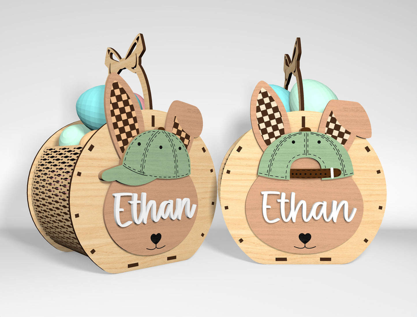 Personalized Easter Bunny Basket SVG 12 Designs for Glowforge and xTool