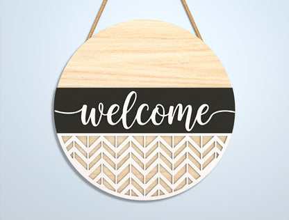 Geometric Welcome Door Sign SVG Bundle for LightBurn and Glowforge