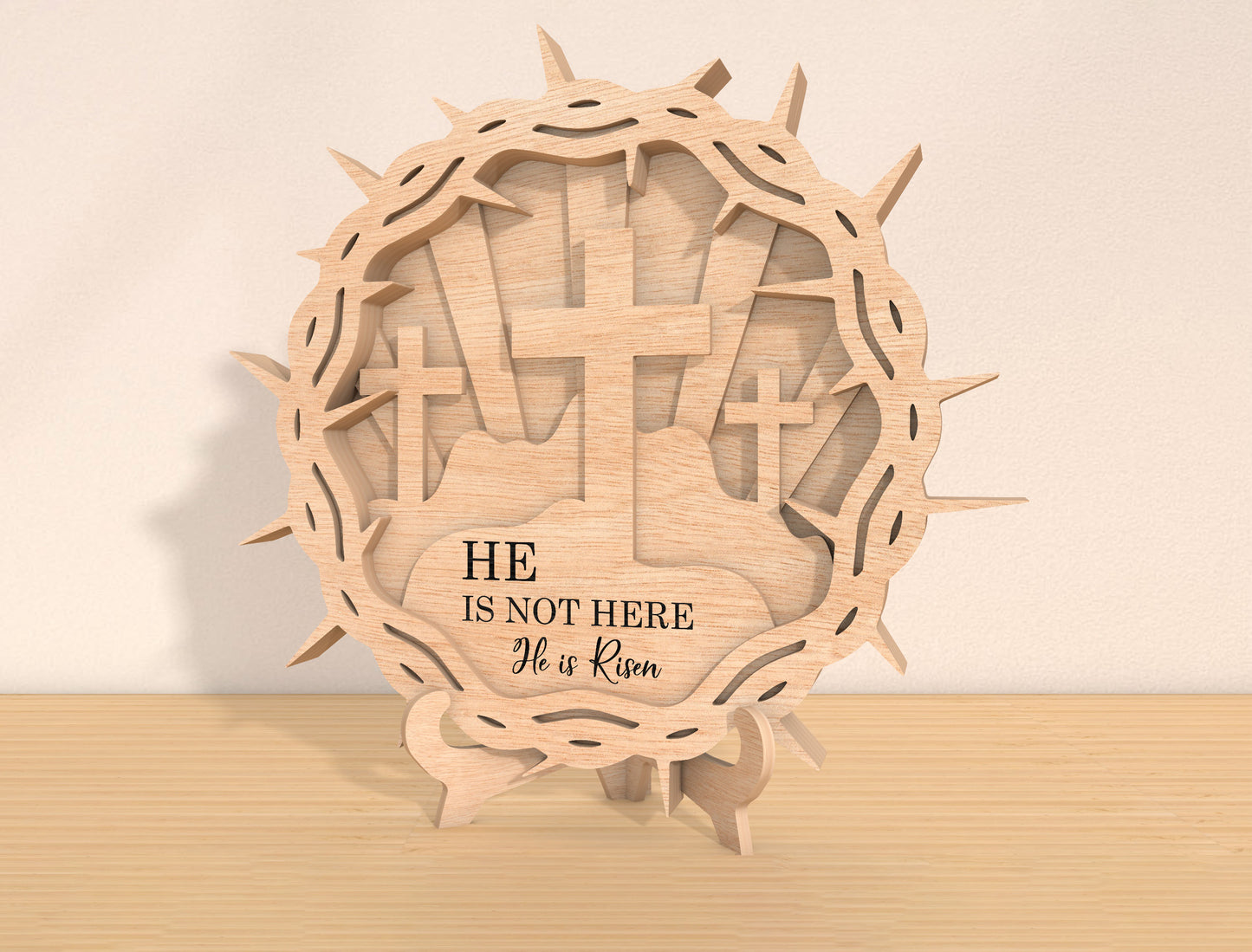 Multilayer Crown of Thorns Cross SVG Easter for Glowforge and xTool