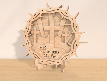 Multilayer Crown of Thorns Cross SVG Easter for Glowforge and xTool