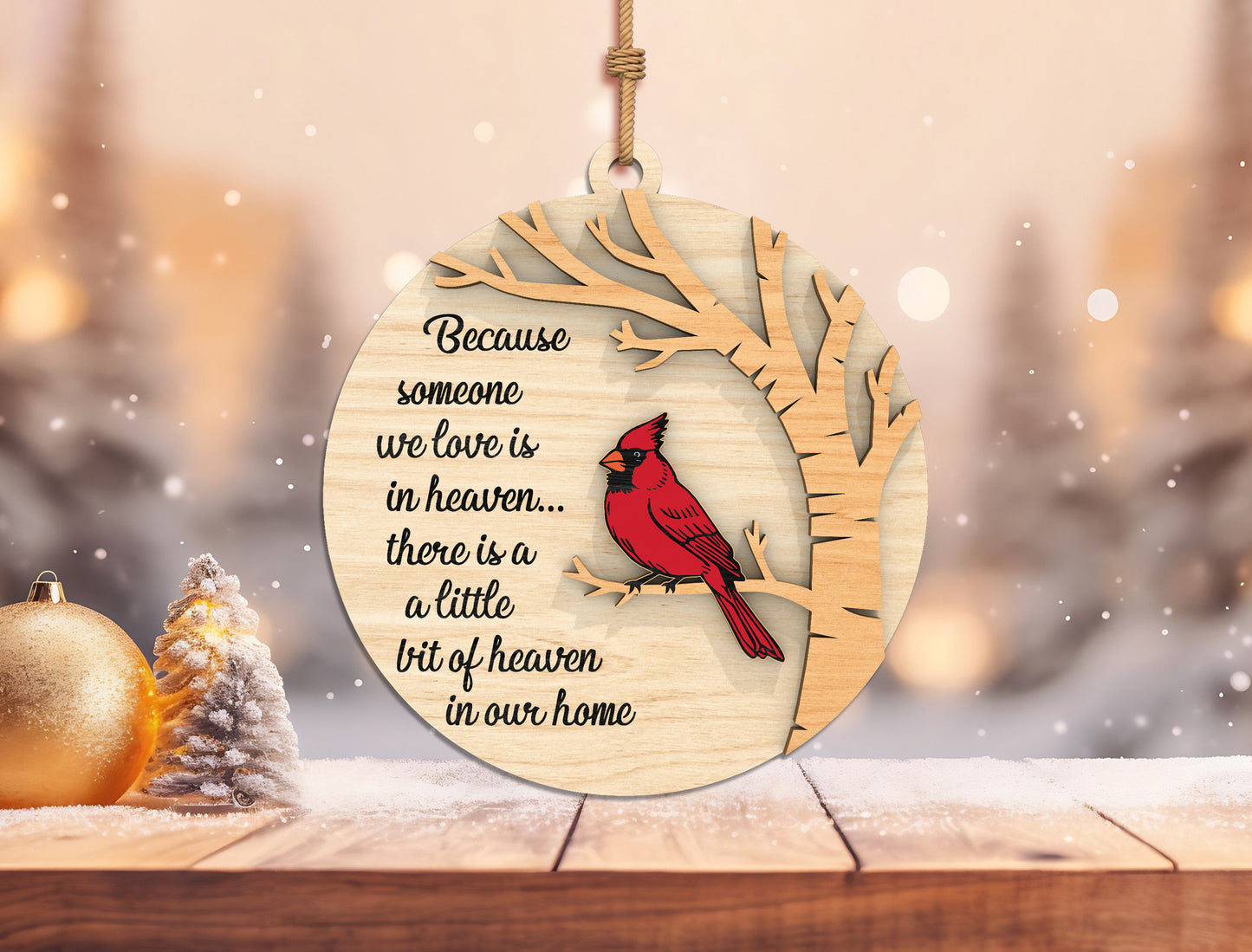 Red Cardinal Memorial Ornament SVG Bundle for Glowforge Users