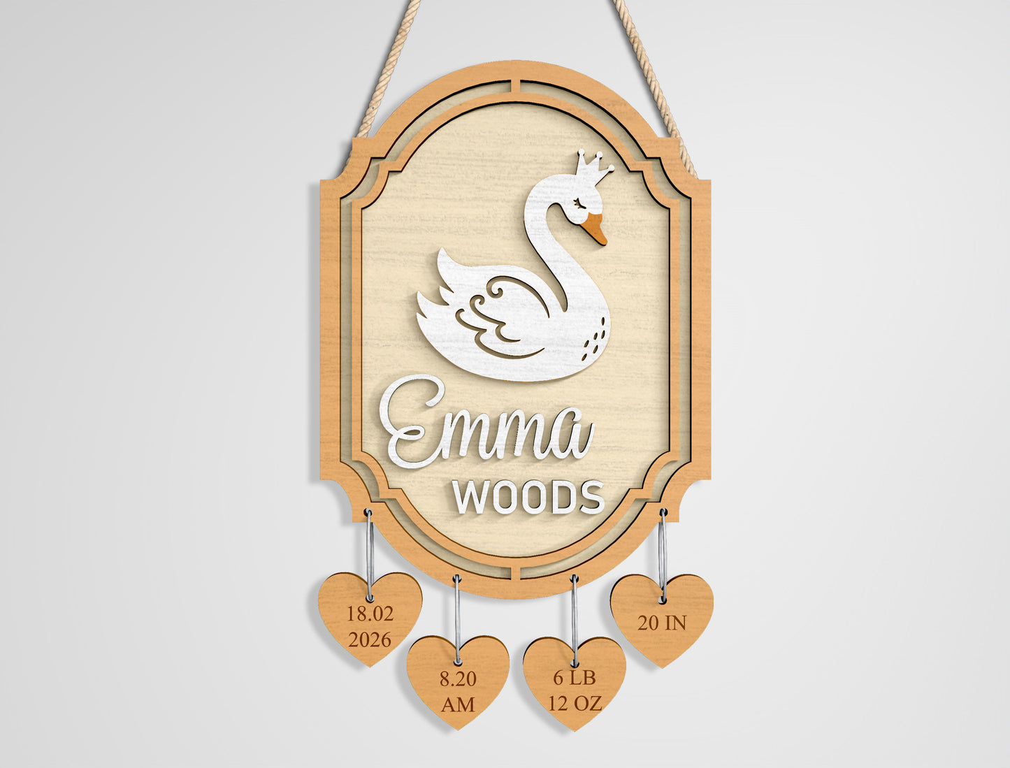 Woodland Baby Name Sign SVG File for Glowforge and xTool