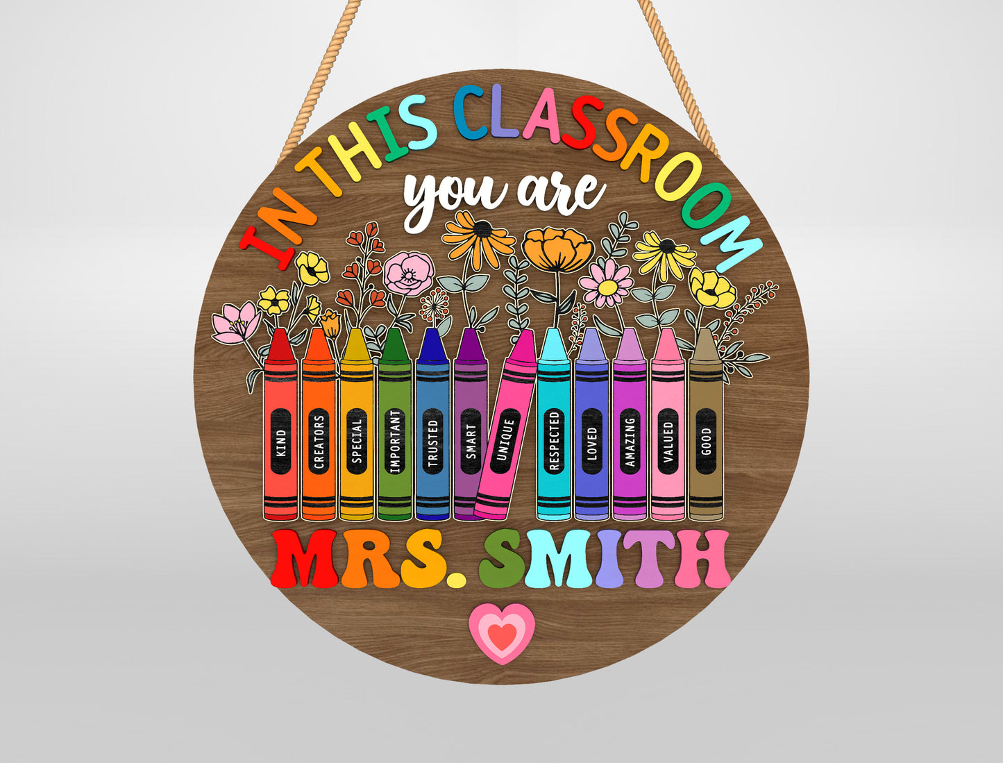 Personalized Rainbow Classroom Door Sign Laser Cut File SVG for Glowforge and LightBurn