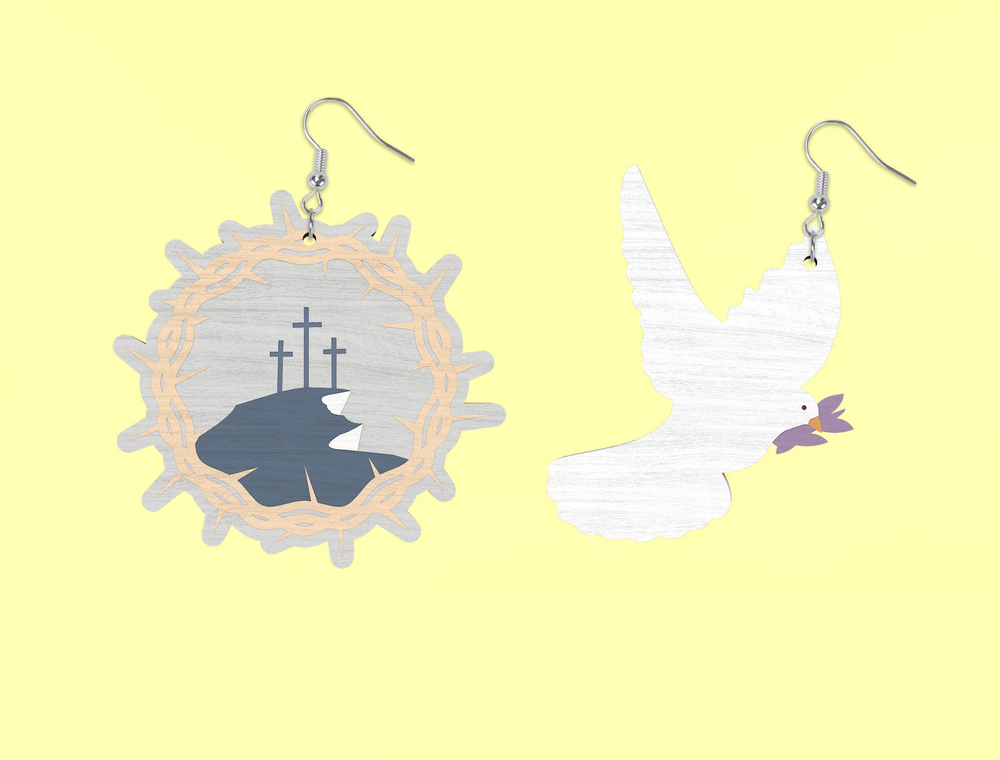 Christian Easter Earring SVG He Is Risen Cross 12 Designs for Glowforge