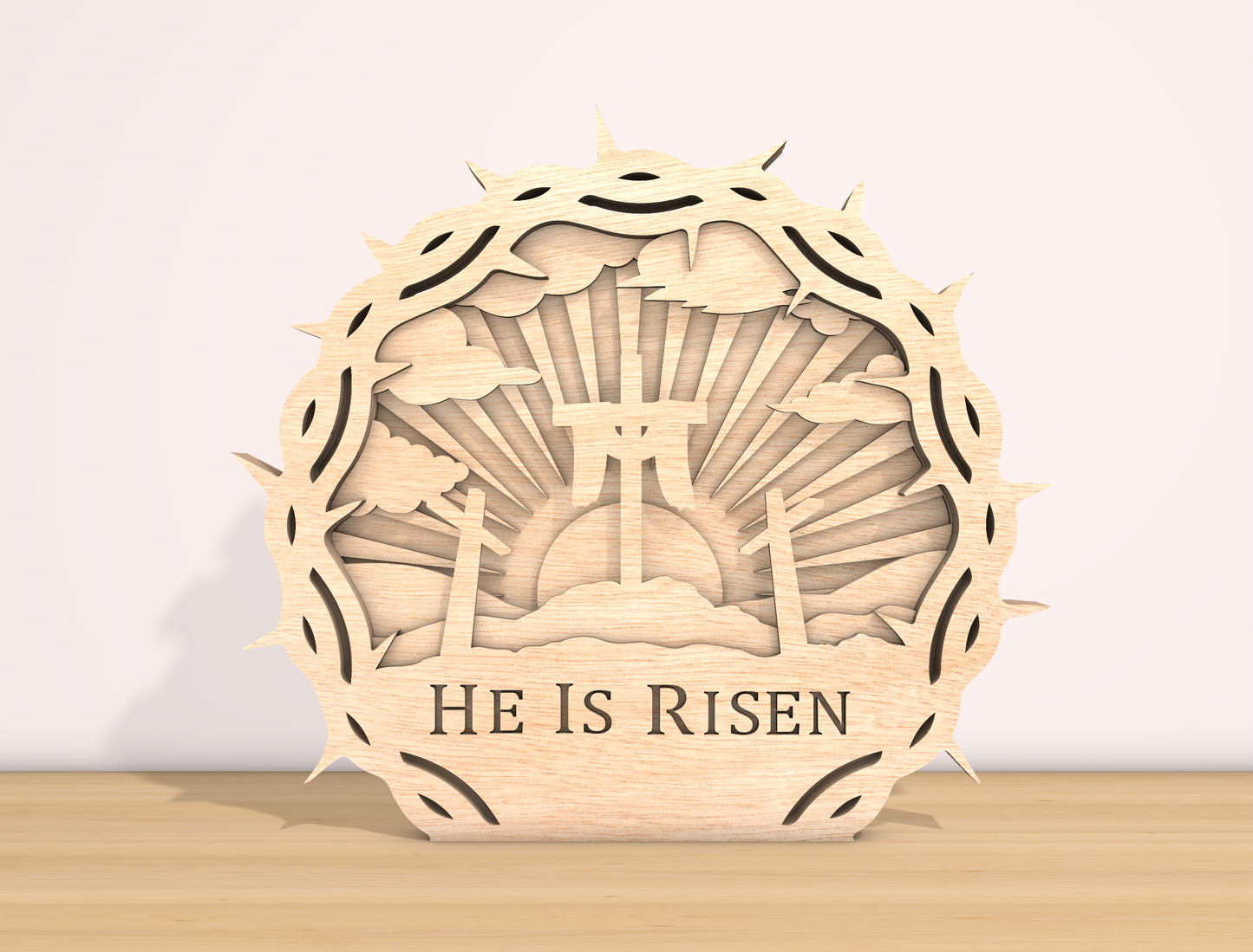 Multilayer He Is Risen Crown of Thorns SVG Bundle for LightBurn and xTool