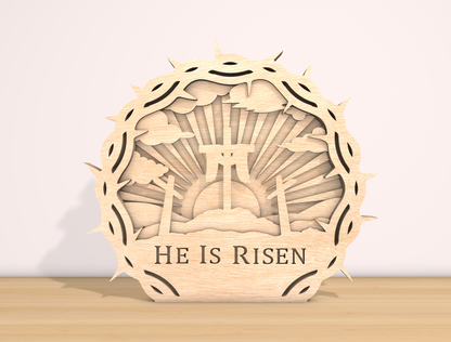 Multilayer He Is Risen Crown of Thorns SVG Bundle for LightBurn and xTool