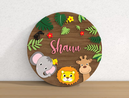 Personalized Safari Baby Name SVG File for xTool LightBurn
