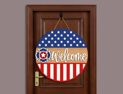 Badge American Flag Welcome Sign SVG for Glowforge and xTool
