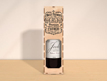 Father’s Day Wine Box Laser Cut File Bundle | Best Dad Wine Gift Box | Vintage Wooden Decor | Glowforge, xTool, LightBurn, etc.