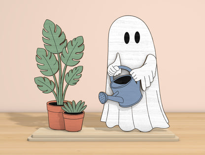 Halloween Ghost Plant Decor SVG Bundle Laser Cut File | Cute Ghost Garden Scene | Tabletop Wooden Decor | Glowforge, xTool, LightBurn, etc.