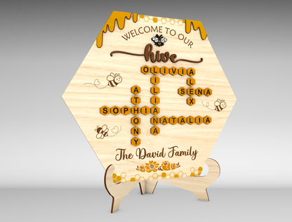 Personalized Bee Family Hive Sign SVG for LightBurn and xTool
