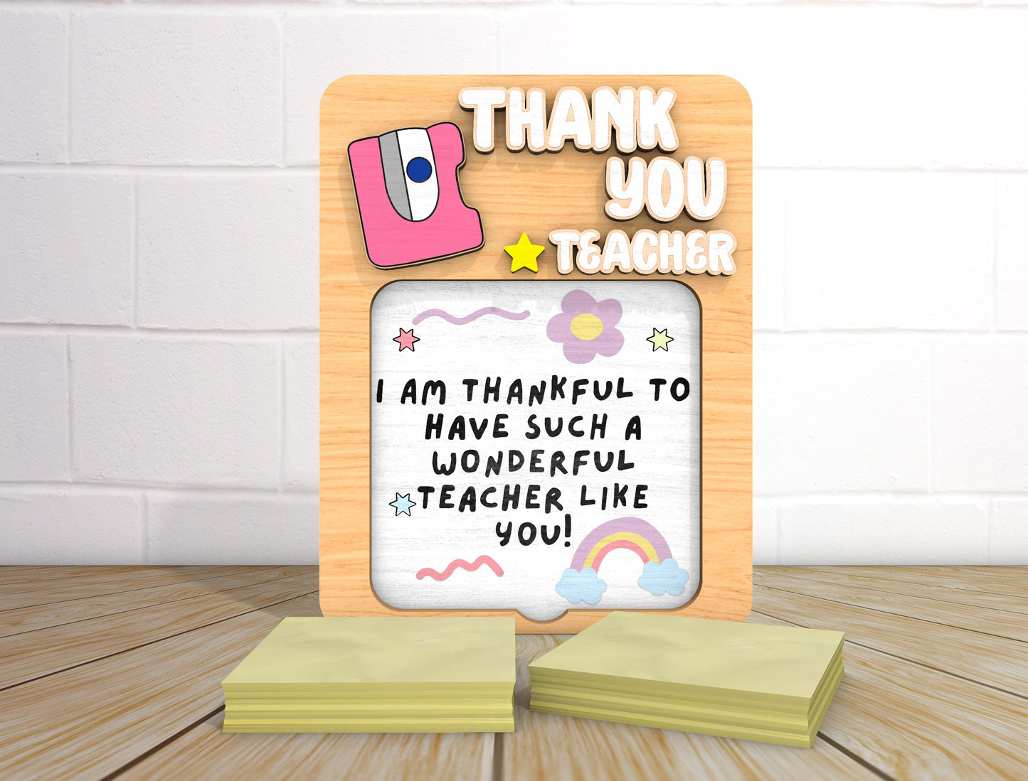 Teacher Sticky Note Holder SVG Bundle “Thank You Teacher” for xTool and Glowforge
