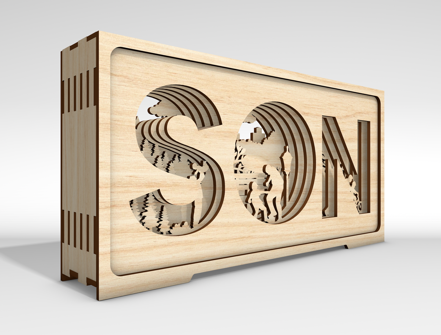 Son Layered Letter Sign SVG Laser Cut File for Glowforge and xTool