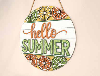 “Hello Summer” Citrus Door Sign SVG for Glowforge and xTool
