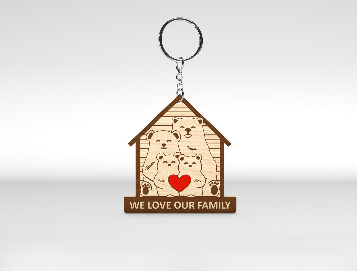Bear Family Keychain SVG Personalized Bear House Sign for xTool