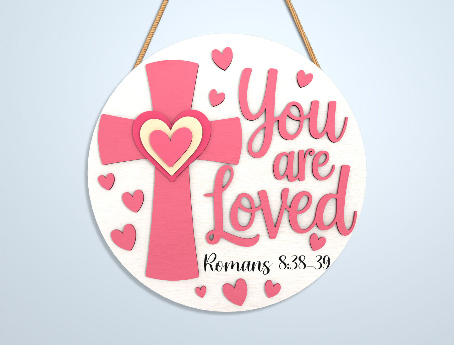 Valentine Round Sign Laser Cut File Bundle | Love & Christian Quotes SVG Set | Wooden Tiered Tray Decor Design | Glowforge, xTool, LightBurn, etc.