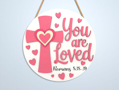 Valentine Round Sign Laser Cut File Bundle | Love & Christian Quotes SVG Set | Wooden Tiered Tray Decor Design | Glowforge, xTool, LightBurn, etc.