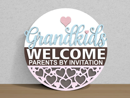 Grandma House Round Welcome Sign SVG Bundle for Glowforge and xTool