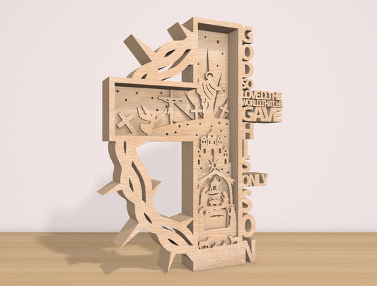 Christian Cross Layered – Faith Scripture Wooden Cross Decor – Multilayer Laser Cut File – 8 Layers