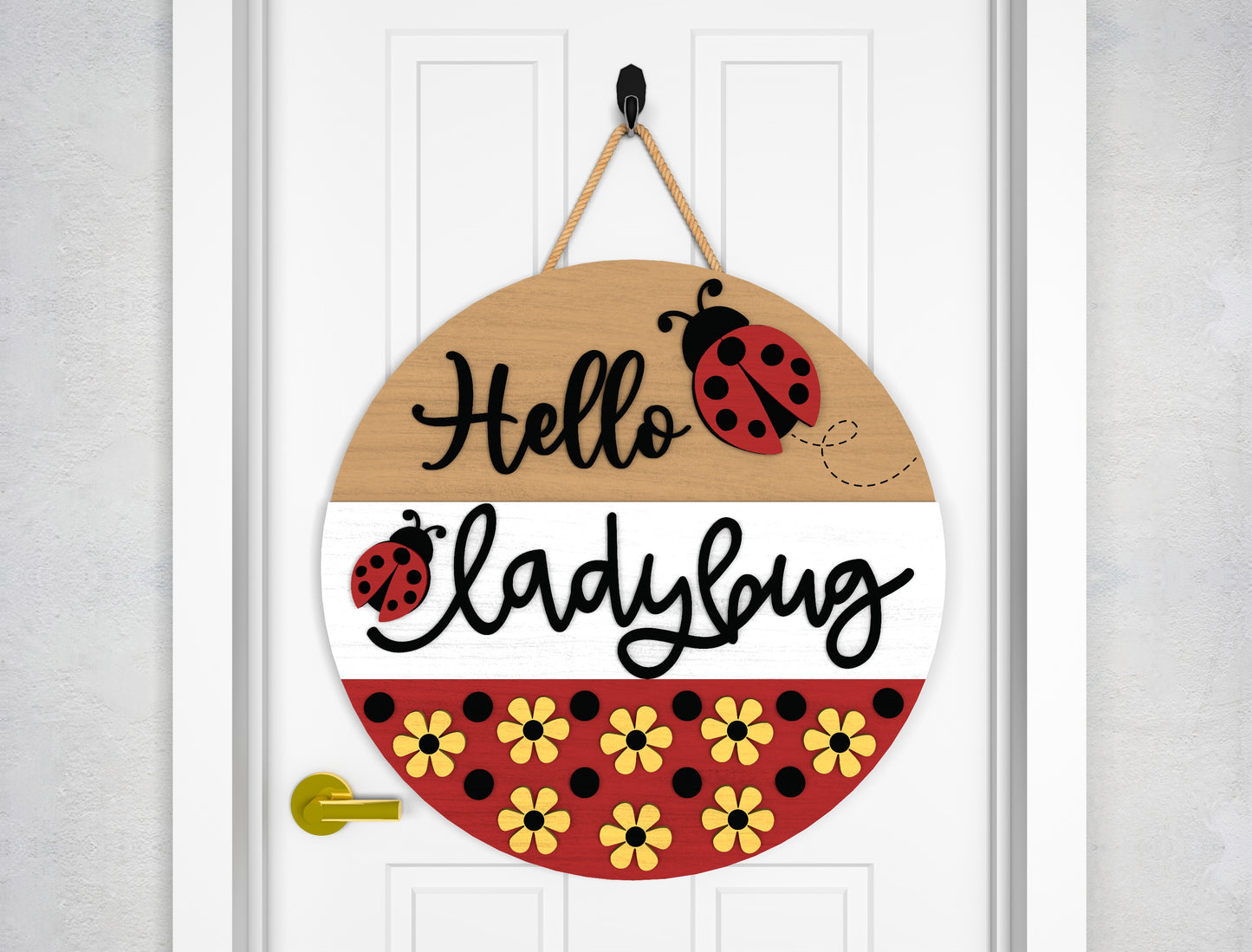 Hello Ladybug Door Hanger SVG for Glowforge