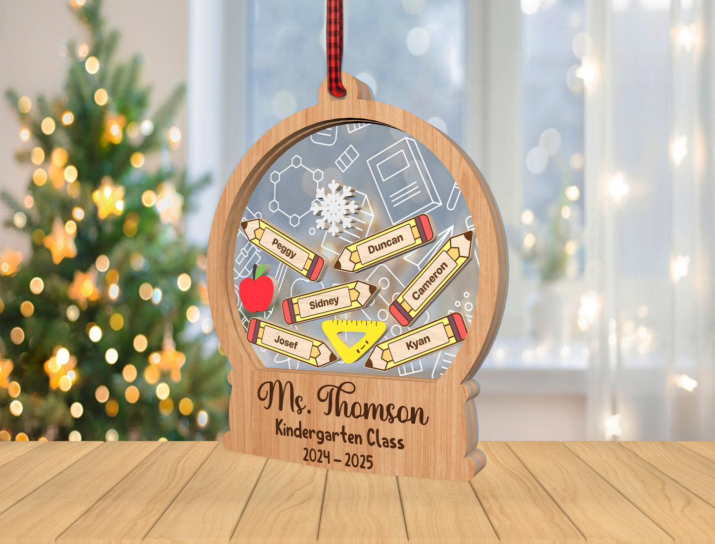 Personalized Teacher Shaker Ornament SVG for Glowforge and LightBurn