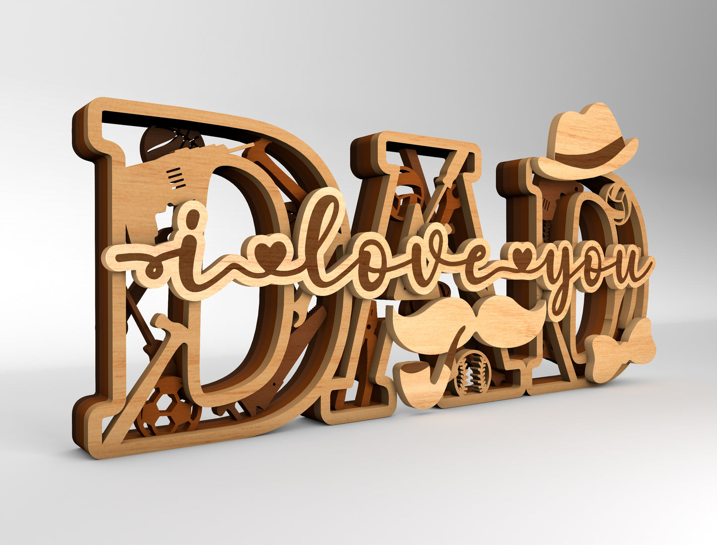 Dad Sports Monogram Sign SVG Laser Cut File for xTool and LightBurn