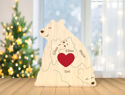 Personalized Family Bear Puzzle SVG for Glowforge and xTool