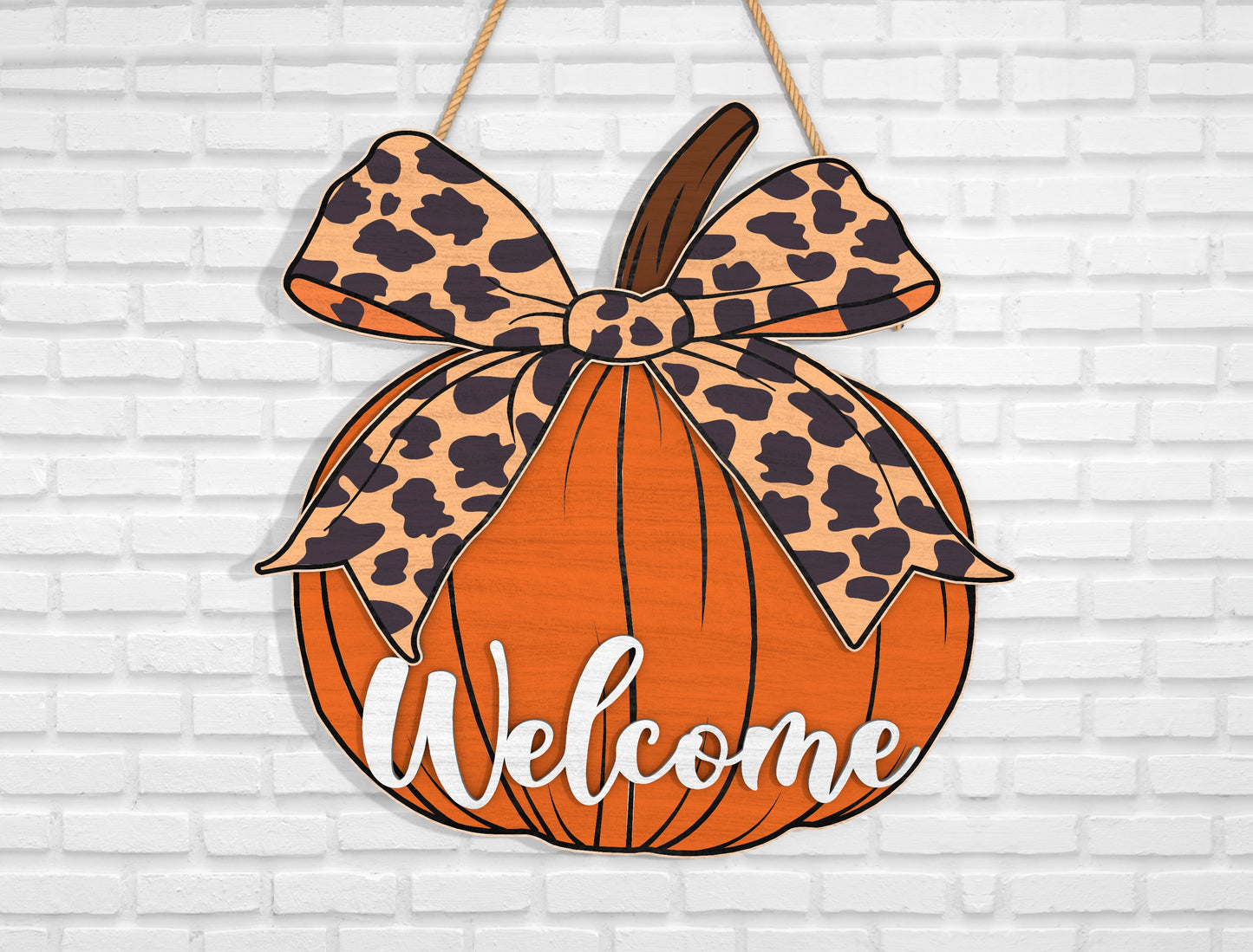 Welcome Pumpkin Bow Door Hanger SVG Bundle for Glowforge xTool LightBurn 3 Designs