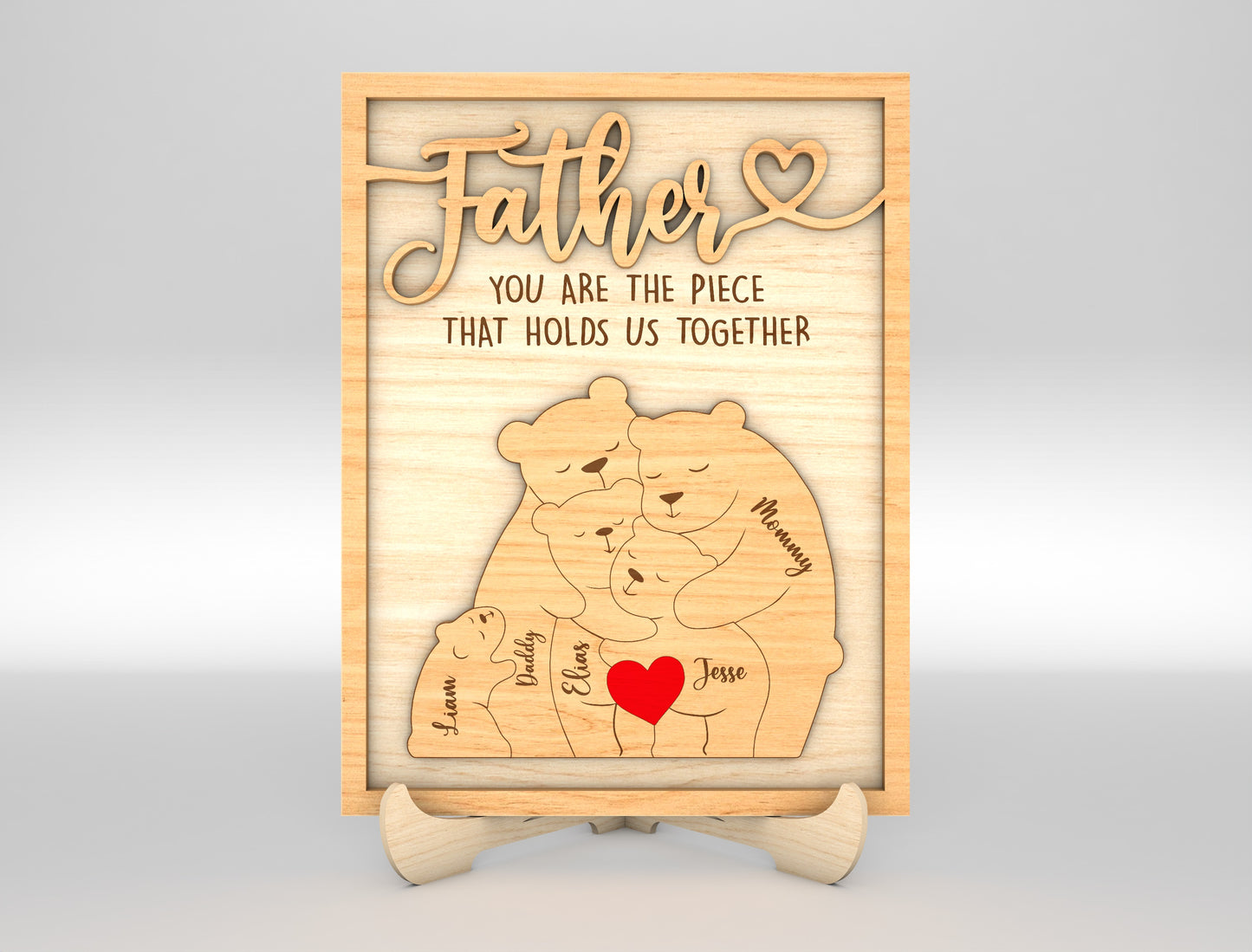 Personalized Pop Bear Puzzle SVG Laser Cut File for Glowforge and LightBurn