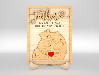 Personalized Pop Bear Puzzle SVG Laser Cut File for Glowforge and LightBurn