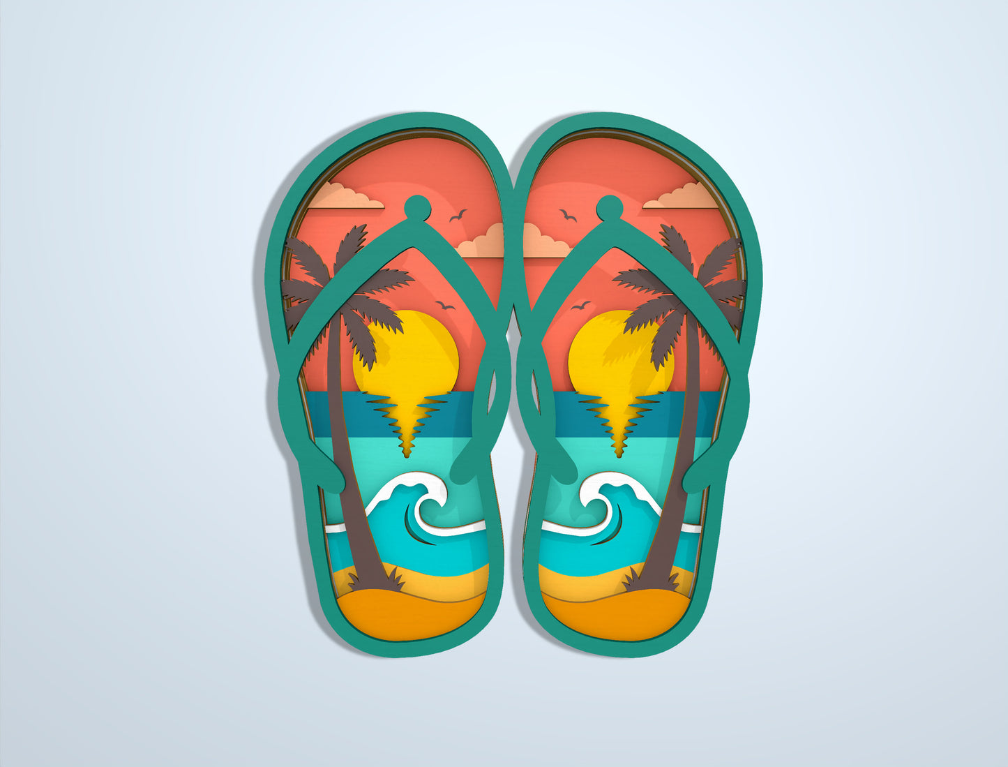 Multilayer Beach Summer SVG Bundle Laser Cut File for Glowforge