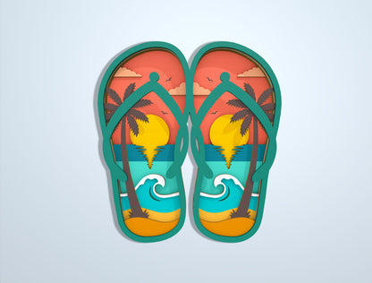 Multilayer Beach Summer SVG Bundle Laser Cut File for Glowforge