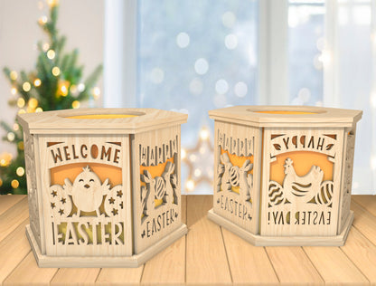 Easter Bunny Lantern Box SVG Bunny Light Decor for Glowforge and xTool