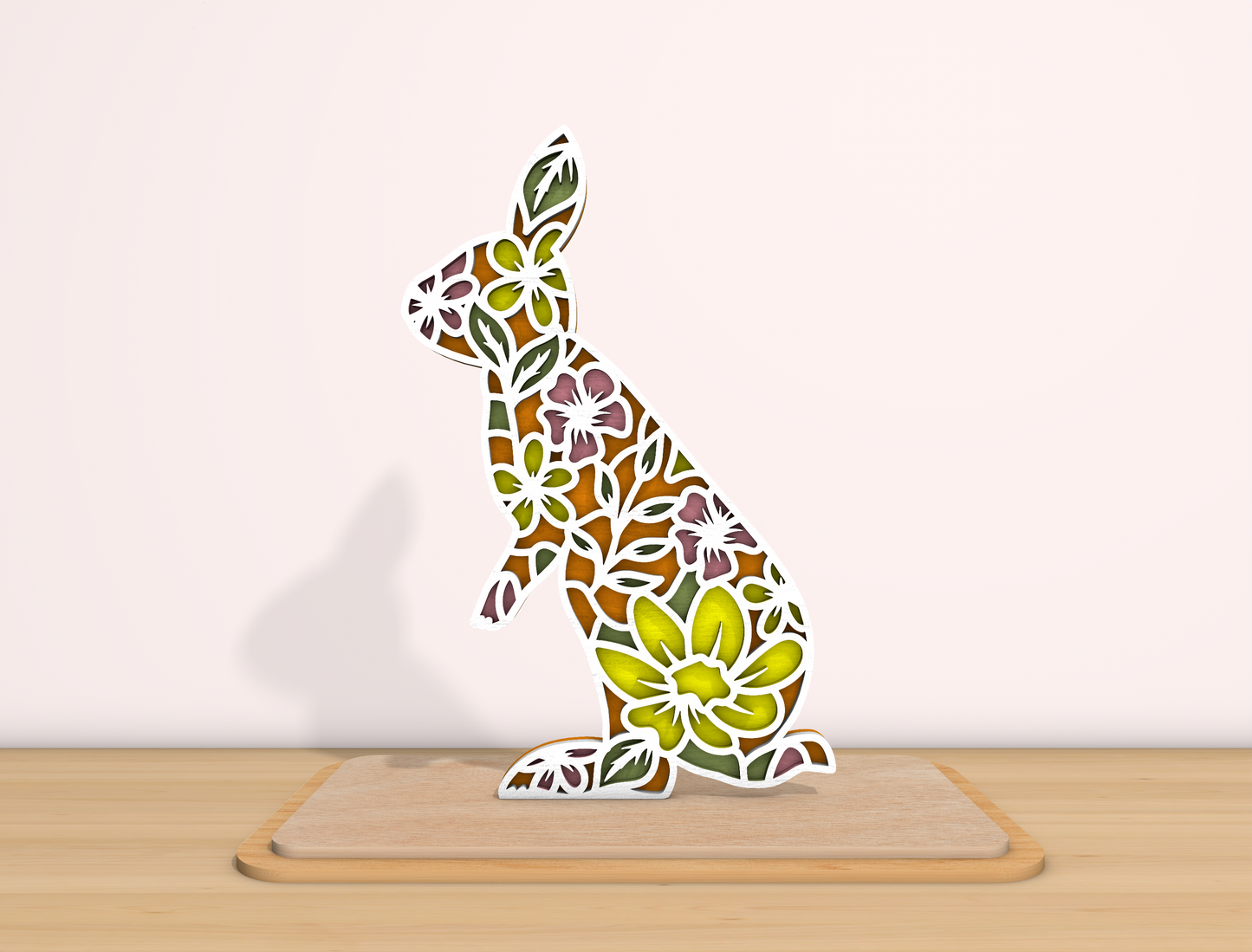 Floral Bunny SVG Bundle Colorful Rabbit Pattern Easter for LightBurn and xTool