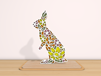 Floral Bunny SVG Bundle Colorful Rabbit Pattern Easter for LightBurn and xTool